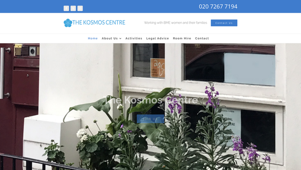 Screenshot of the Kosmos Centre website