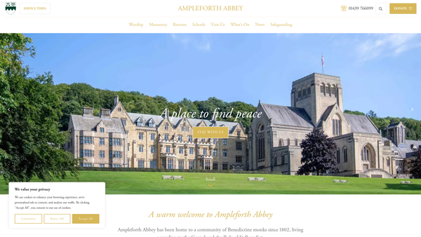 Screenshot of the Ampleforth Abbey website