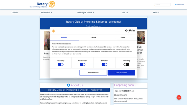 Screenshot of the Rotary Club Of Pickering And District Trust Fund website