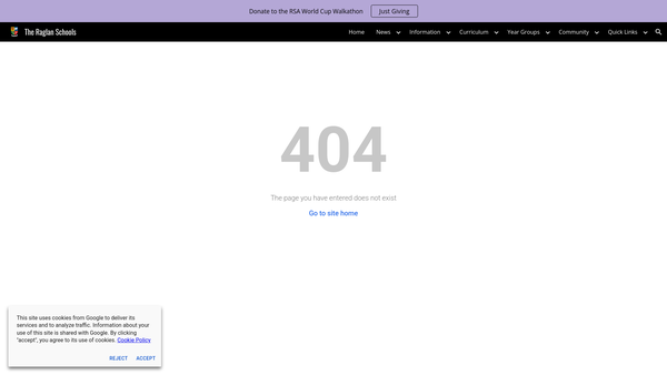 Screenshot of the Raglan Schools Association website