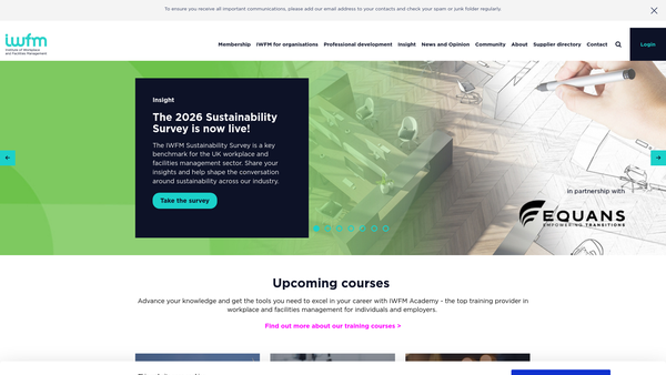 Screenshot of the Institute of Workplace & Facilities Management Foundation website