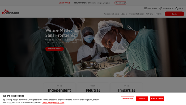Screenshot of the Medecins Sans Frontieres (UK) website