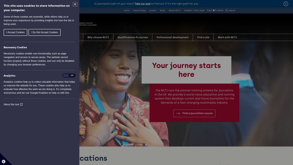 Screenshot of the National Council For The Training Of Journalists website