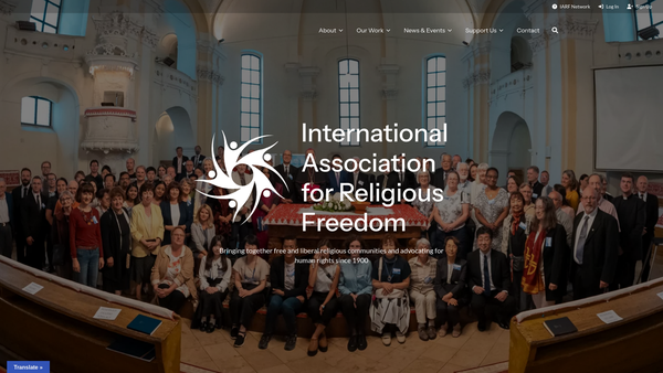 Screenshot of the International Association For Religious Freedom website
