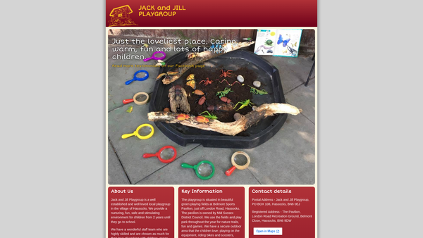 Screenshot of the Jack And Jill Playgroup website