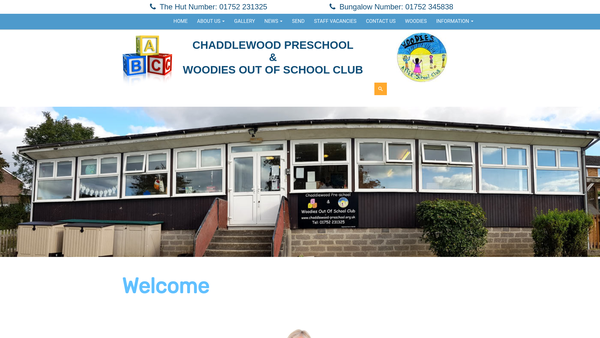 Screenshot of the Chaddlewood Pre-School website
