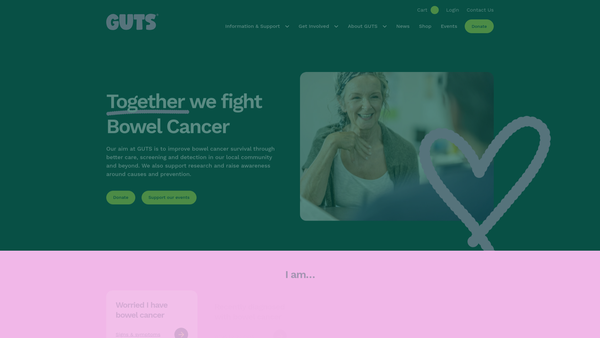 Screenshot of the Guts website