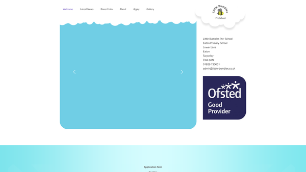 Screenshot of the Cotebrook Pre-School website