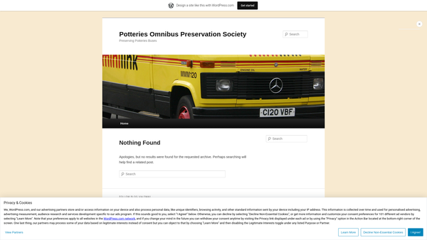 Screenshot of the Potteries Omnibus Preservation Society website
