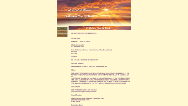 Screenshot of the Elrahma Charity Trust website