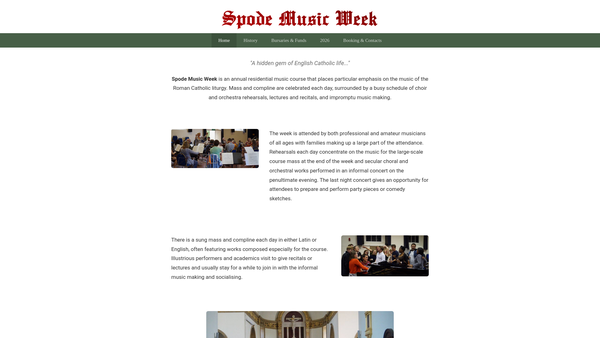 Screenshot of the Spode Music Week website