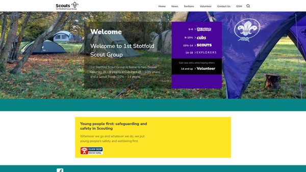 Screenshot of the 1st Stotfold Scout Group website