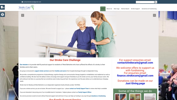 Screenshot of the Stroke Care For Newbury And West Berkshire website