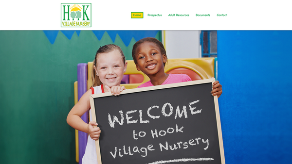 Screenshot of the Hook Village Nursery website