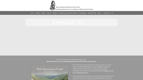 Screenshot of the Welsh Mines Preservation Trust website
