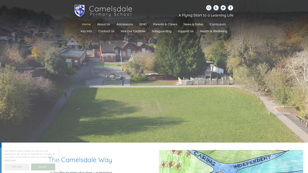 Screenshot of the Camelsdale School Parent Teachers Association website