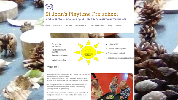Screenshot of the St John's Playtime Pre-School website