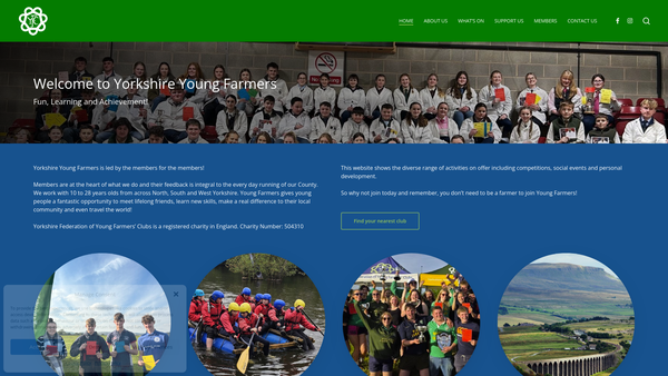 Screenshot of the Doncaster And District Young Farmers' Club website
