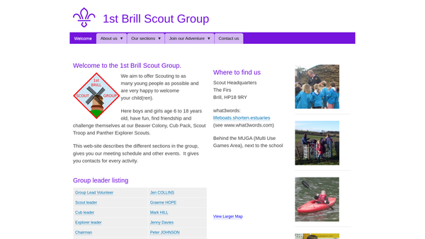 Screenshot of the 1st Brill Scout Group website