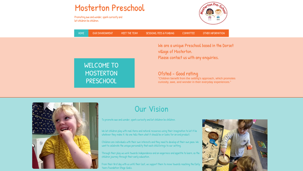 Screenshot of the Mosterton Pre-School website