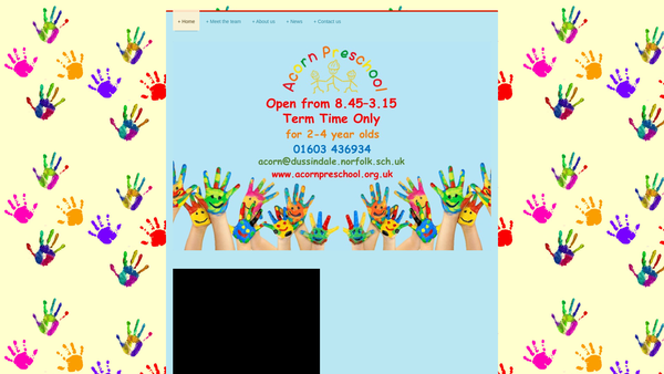 Screenshot of the Acorn Preschool (Dussindale) website