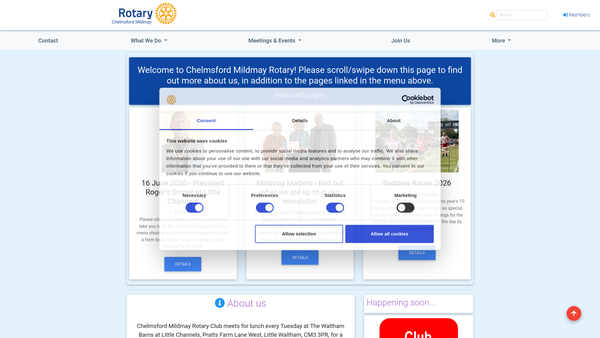 Screenshot of the Rotary Club Of Chelmsford Mildmay Trust Fund website