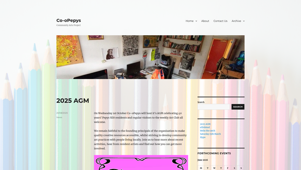 Screenshot of the Co Opepys Community Arts Project website