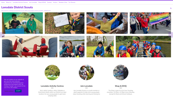 Screenshot of the Lonsdale District Scout Council website