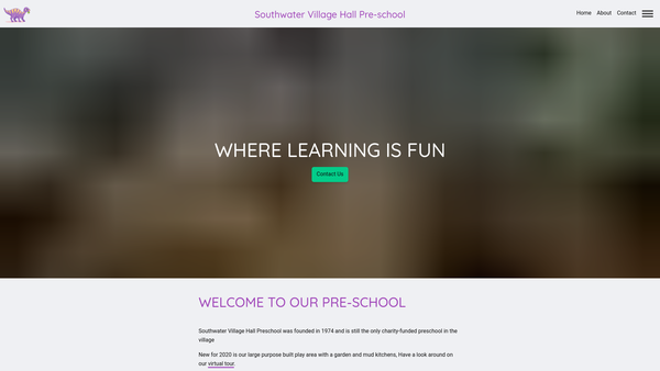 Screenshot of the Southwater Village Hall Pre-School website