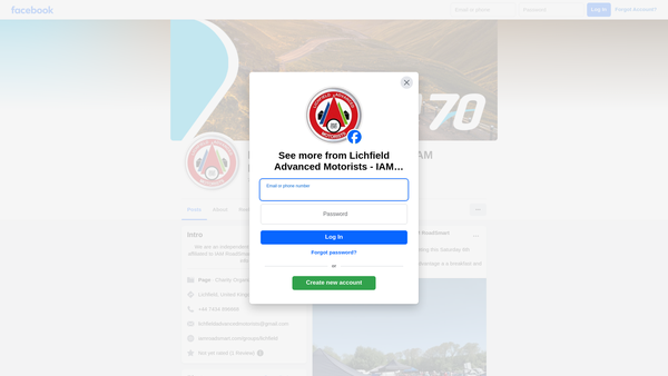 Screenshot of the Lichfield Advanced Motorists website