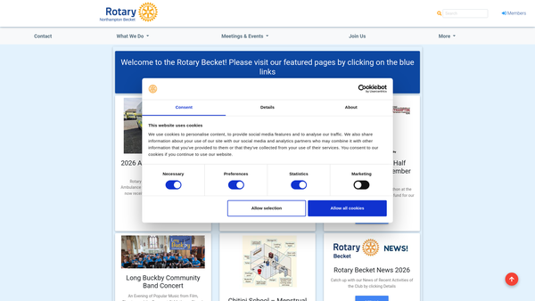 Screenshot of the Rotary Club Of Northampton Becket Trust Fund website