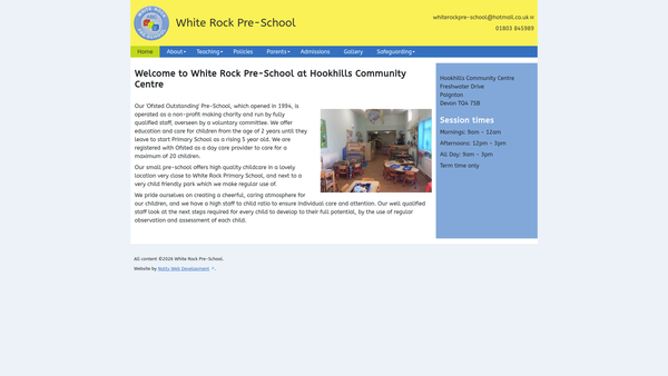 Screenshot of the White Rock Pre-School website