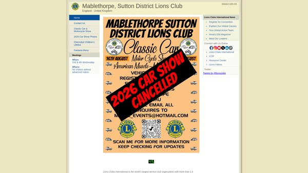 Screenshot of the Mablethorpe Sutton And District Lions Club Charity Trust Fund website