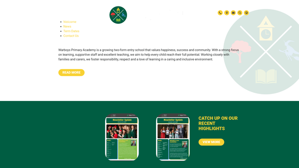 Screenshot of the Warboys Academy PTFA website