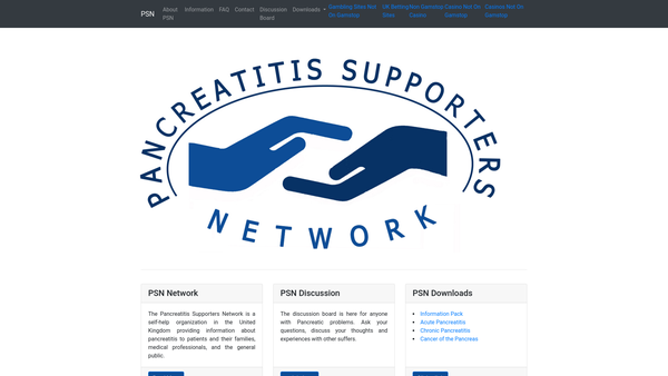 Screenshot of the Pancreatitis Supporters Network website