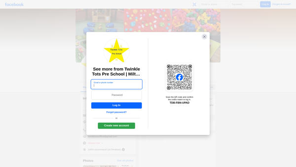 Screenshot of the Twinkle Tots Pre School website