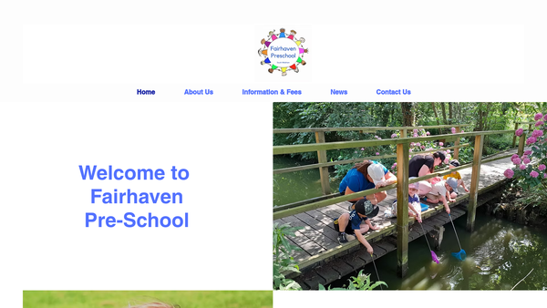 Screenshot of the Fairhaven Firststeps Pre-School website