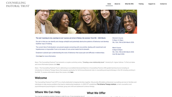 Screenshot of the Counselling Pastoral Trust website