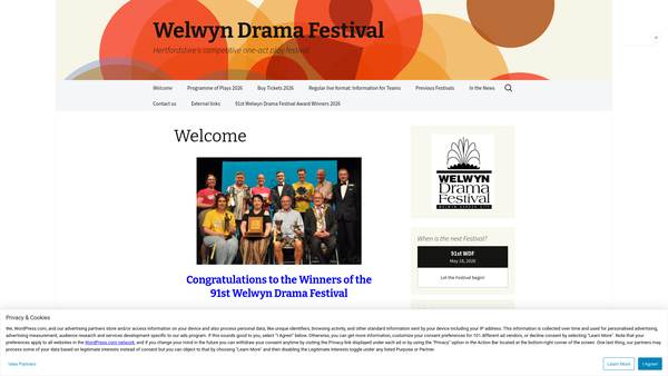 Screenshot of the Welwyn Festival Association Limited website
