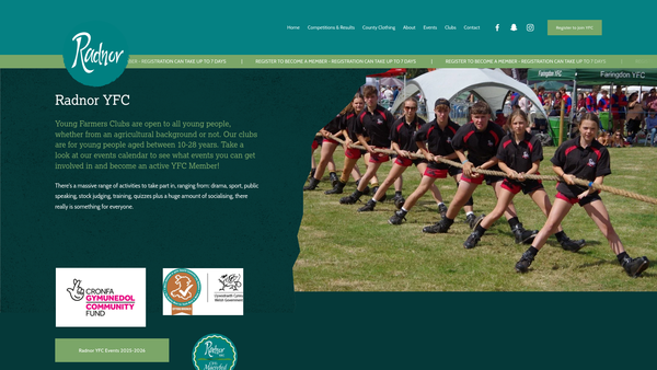 Screenshot of the Dolau Young Farmers Club website