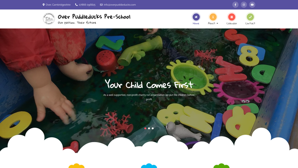 Screenshot of the Over Puddleducks Pre-School website