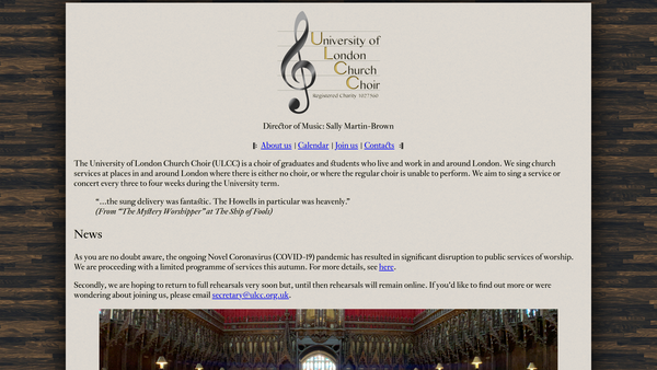 Screenshot of the Ulcc website