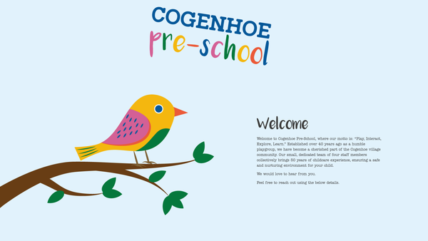 Screenshot of the Cogenhoe Playgroup website
