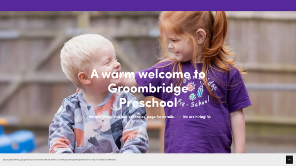 Screenshot of the Groombridge Pre-School website