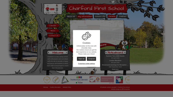 Screenshot of the Charford First School Parents Friends Association website