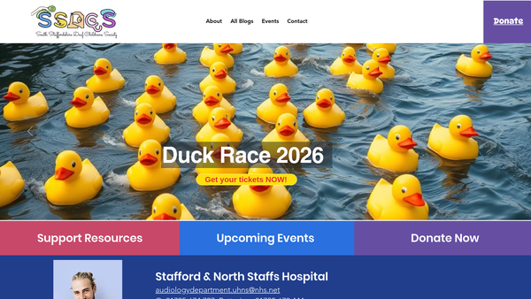 Screenshot of the South Staffordshire Deaf Children's Society website