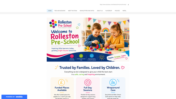 Screenshot of the Rolleston Pre-School Playgroup And Toddlers website