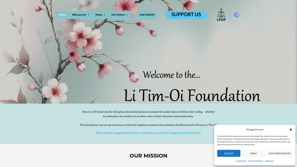 Screenshot of the Li Tim Oi Foundation website