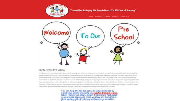 Screenshot of the Buttercross Pre-School website