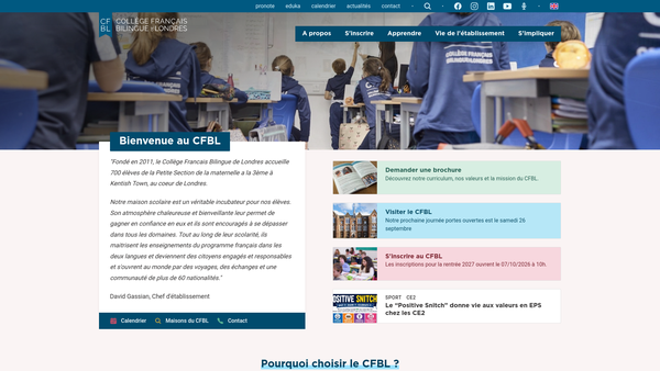 Screenshot of the College Francais Bilingue De Londres Ltd website